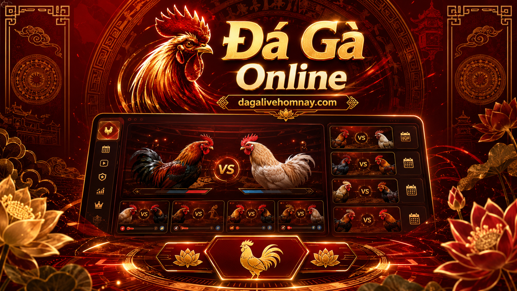 Bảng đá gà online với màn hình đối đầu và lịch phòng